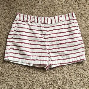 LOFT Pink and White Striped Jean Shorts Relaxed Fit size 6